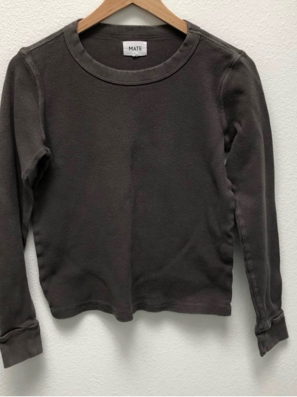 MATE the Label Long Sleeve Thermal Top in Charcoal Brown